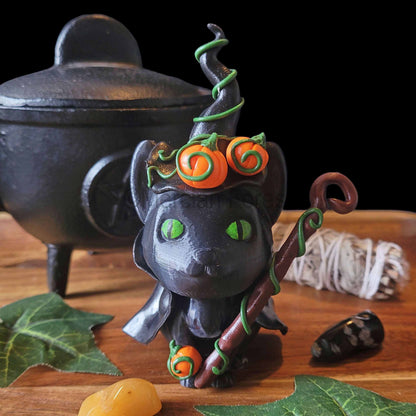 Meowloween Magickal Cat Witch Wizard Decoration for Halloween Samhain Decoration (Copy)