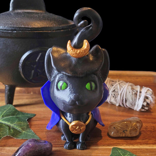 Meowlin Magickal Cat Witch Wizard Decoration for Halloween Samhain Decoration