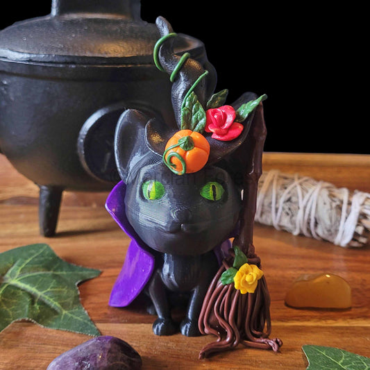 Halloqueen Magickal Cat Witch Wizard Decoration for Halloween Samhain Decoration