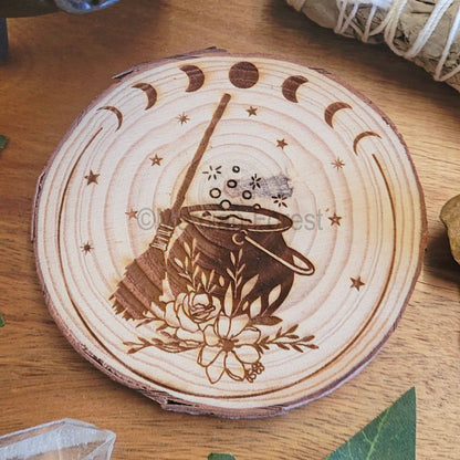 Cauldron with Moon Phases Altar Tile