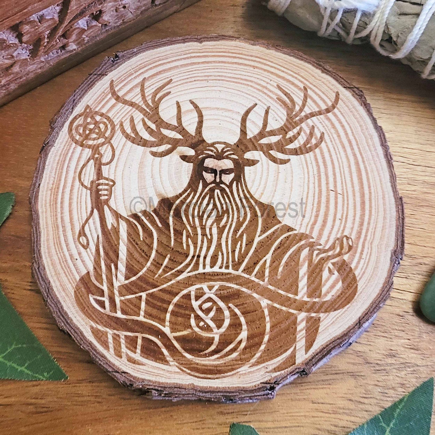 Cernunnos Herne Wooden Altar Tile