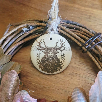 Cernunnos Poppy Wreath 10 cm ,Witches Wiccan Decoration, Altar Decoration , Pagan Wall Hanging