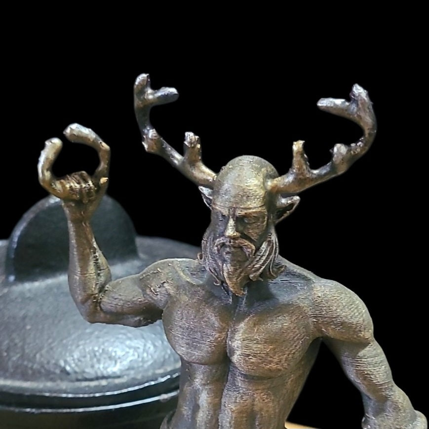 Cernunnos Horned God Statue Figurine in Bronze Effect