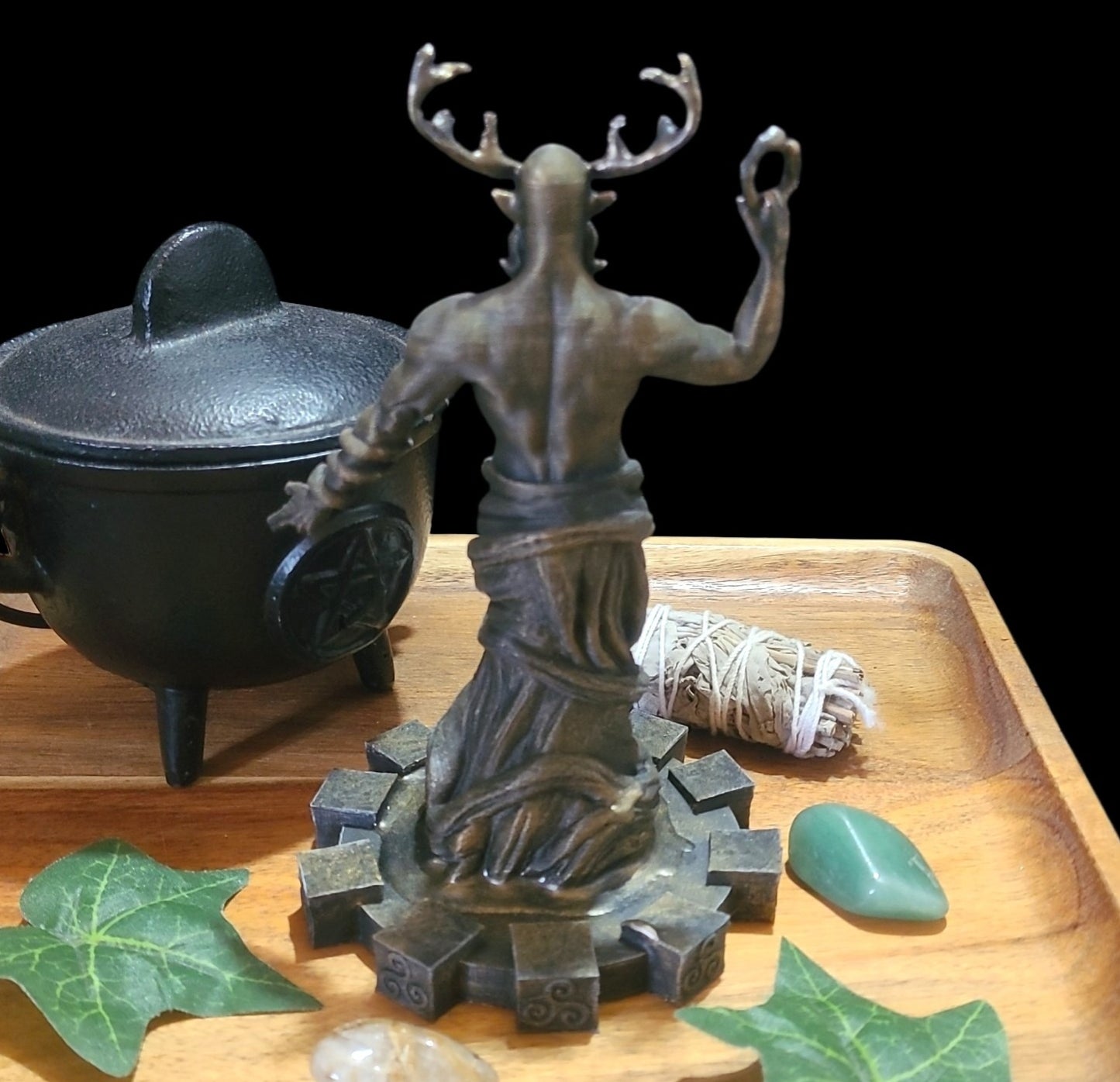 Cernunnos Horned God Statue Figurine in Bronze Effect