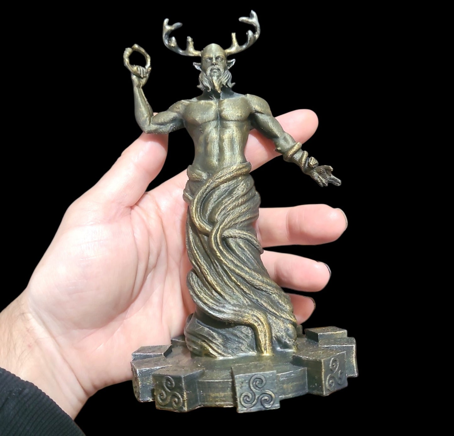 Cernunnos Horned God Statue Figurine in Bronze Effect