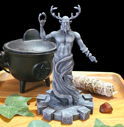 Cernunnos Horned God Statue Figurine in Stone Effect