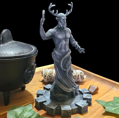 Cernunnos Horned God Statue Figurine in Stone Effect