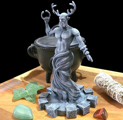 Cernunnos Horned God Statue Figurine in Stone Effect