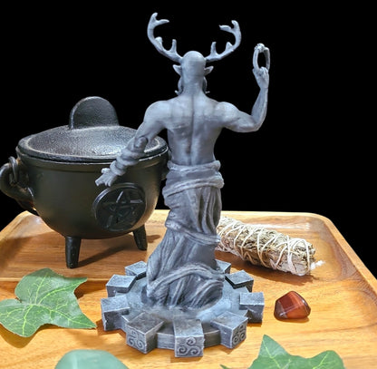 Cernunnos Horned God Statue Figurine in Stone Effect