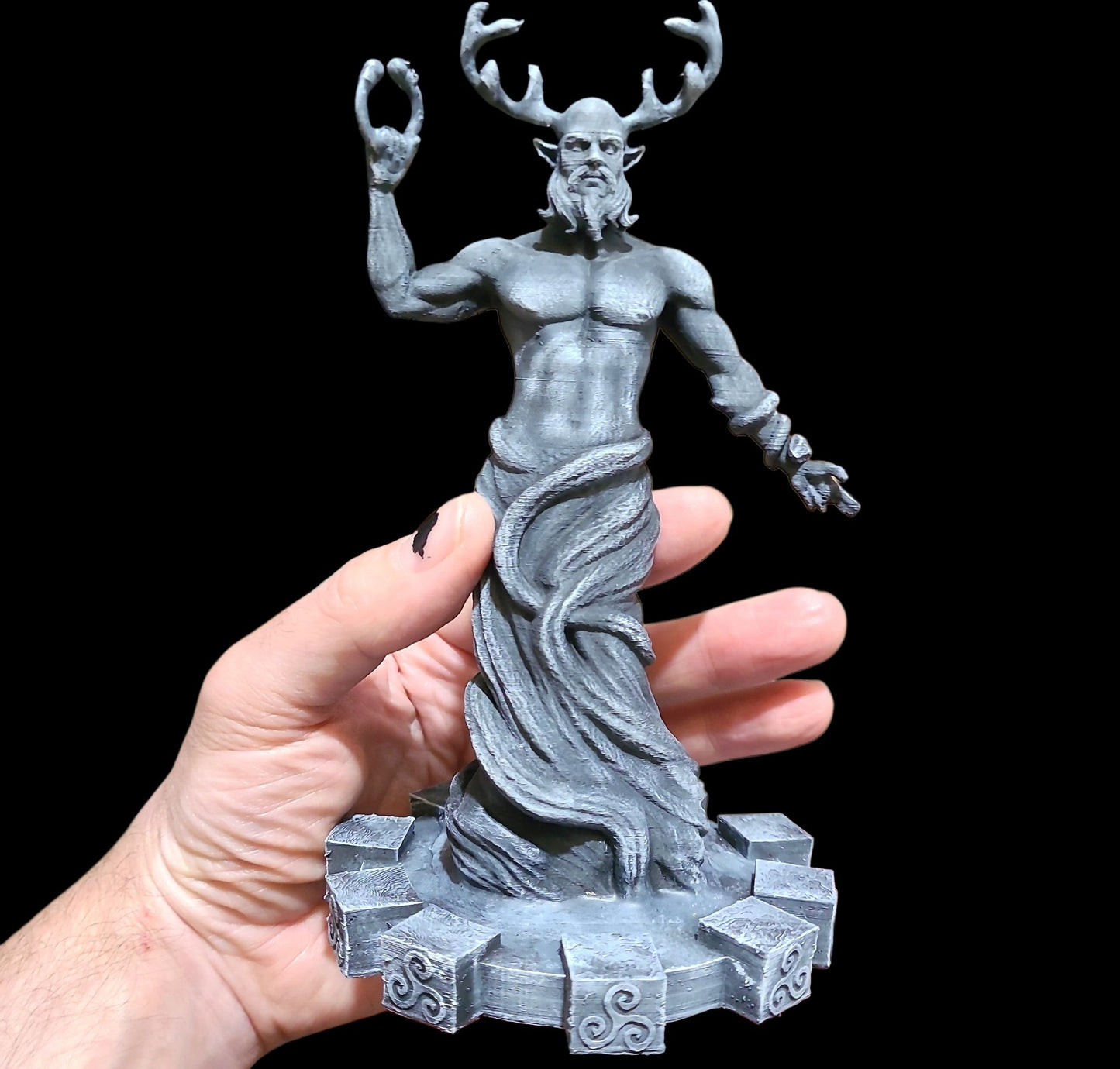 Cernunnos Horned God Statue Figurine in Stone Effect