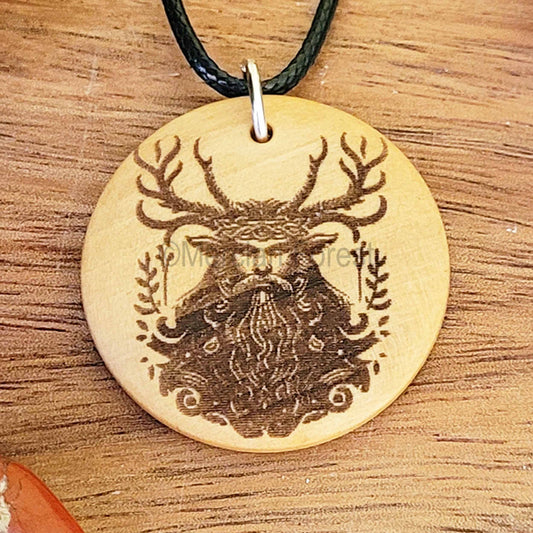 Cernunnos Pendant Necklace on Black Cord, Horned God Necklace, Pagan Jewellery for Wiccan, Witch or Druid