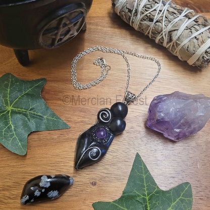 Dark Spiral Goddess Amulet Pendant Necklace