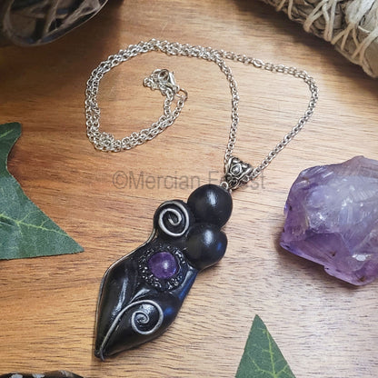 Dark Spiral Goddess Amulet Pendant Necklace