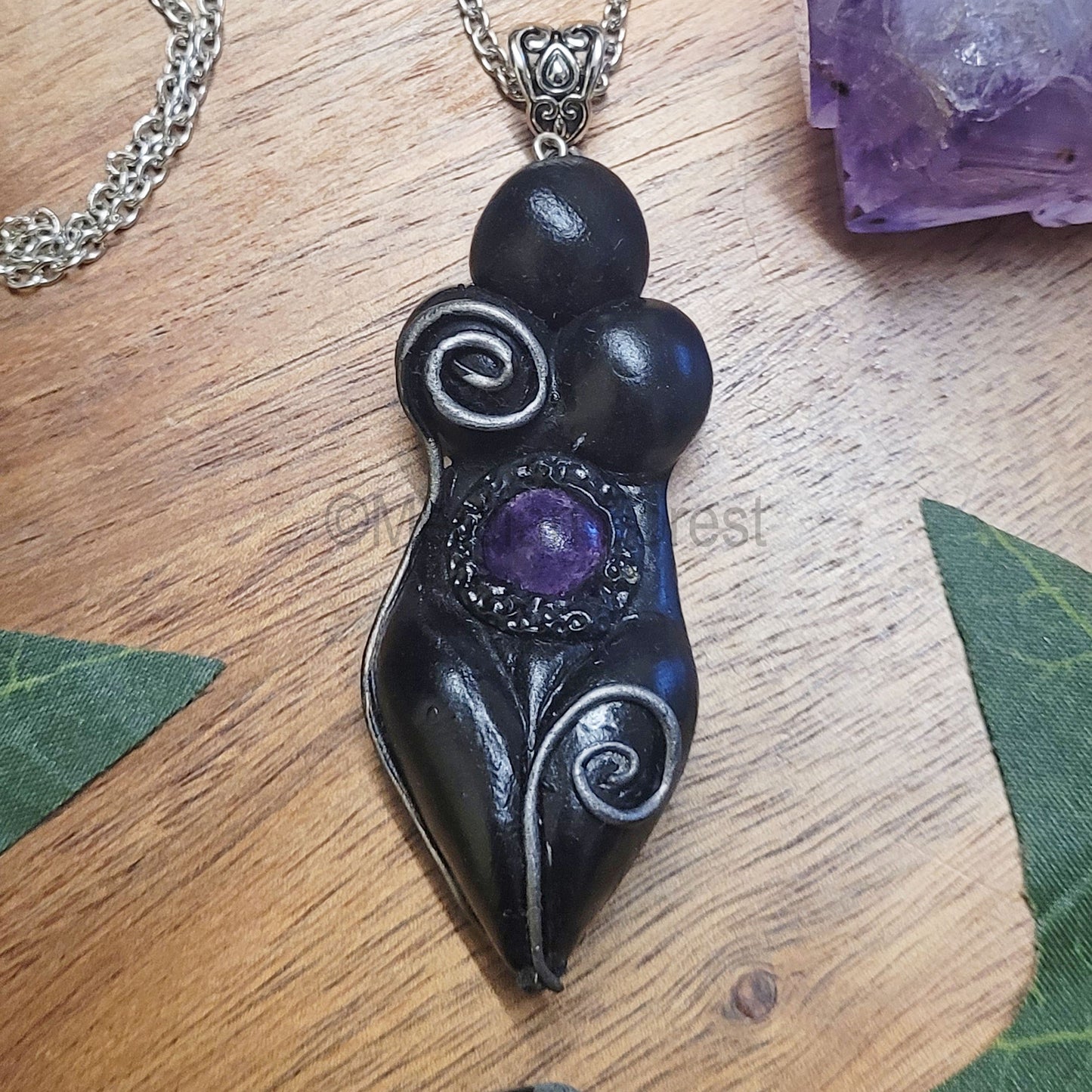 Dark Spiral Goddess Amulet Pendant Necklace