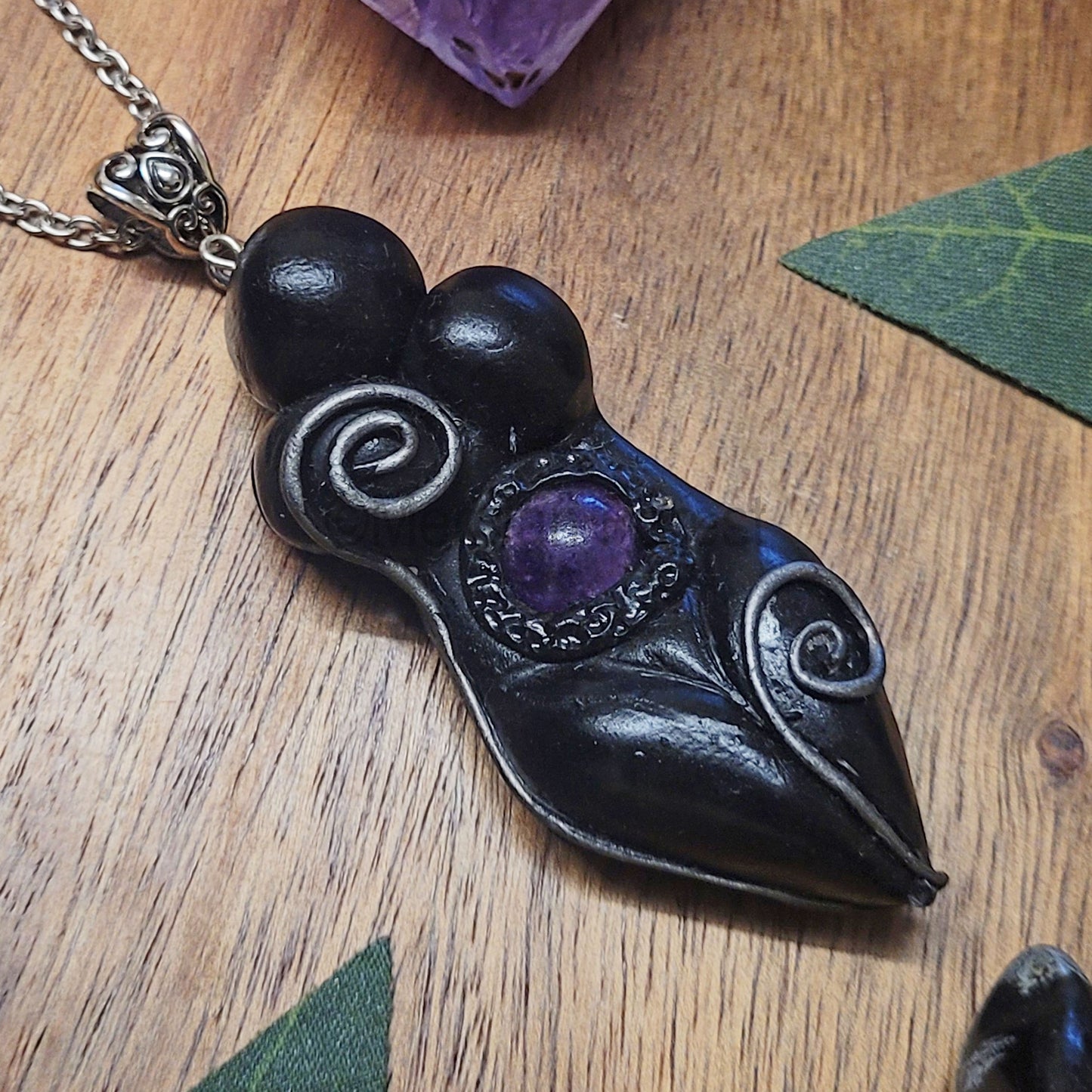 Dark Spiral Goddess Amulet Pendant Necklace