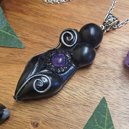 Dark Spiral Goddess Amulet Pendant Necklace