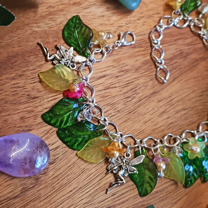 Flower Fairy Charm Bracelet, Fairy Charm Bracelet, Fairy Bracelet