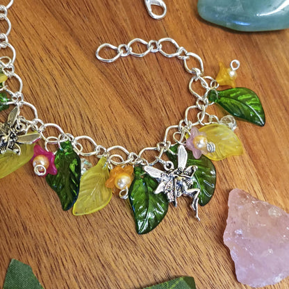 Flower Fairy Charm Bracelet, Fairy Charm Bracelet, Fairy Bracelet