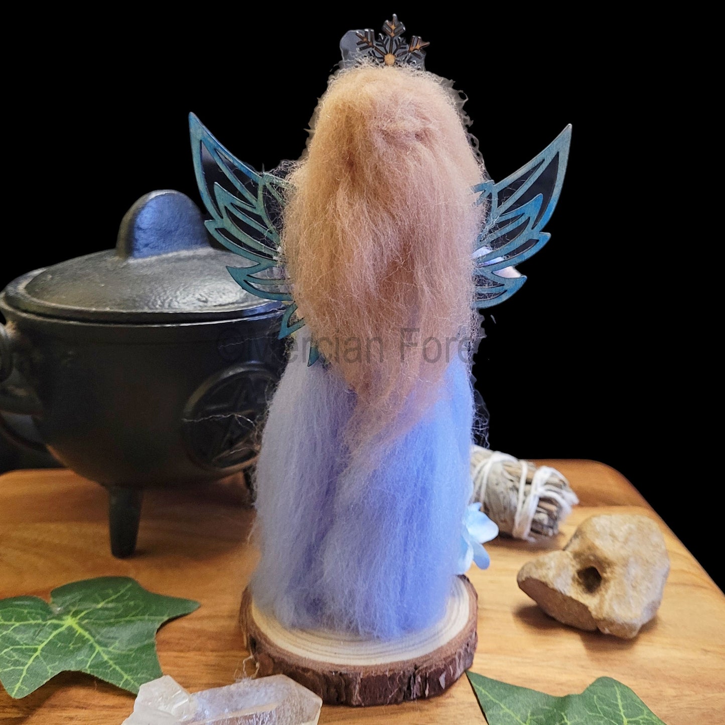 Blue Needle Felted Fairy