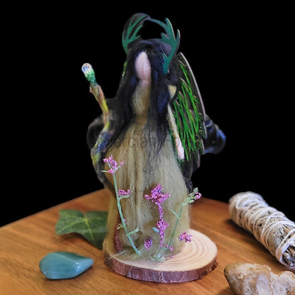 Green Needle Felted Fairy