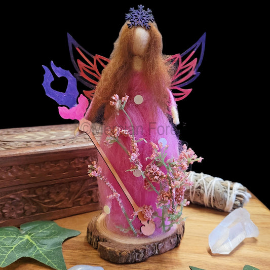 Pink  and Purple Needle Felted Fairy