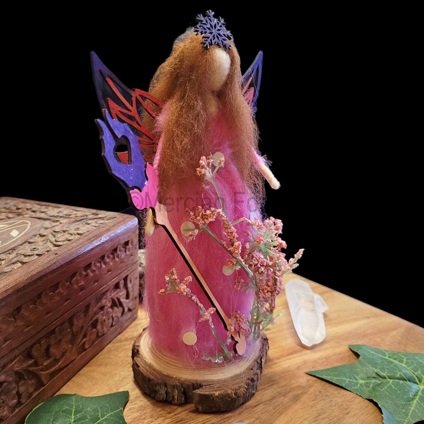 Pink  and Purple Needle Felted Fairy