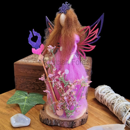 Pink  and Purple Needle Felted Fairy