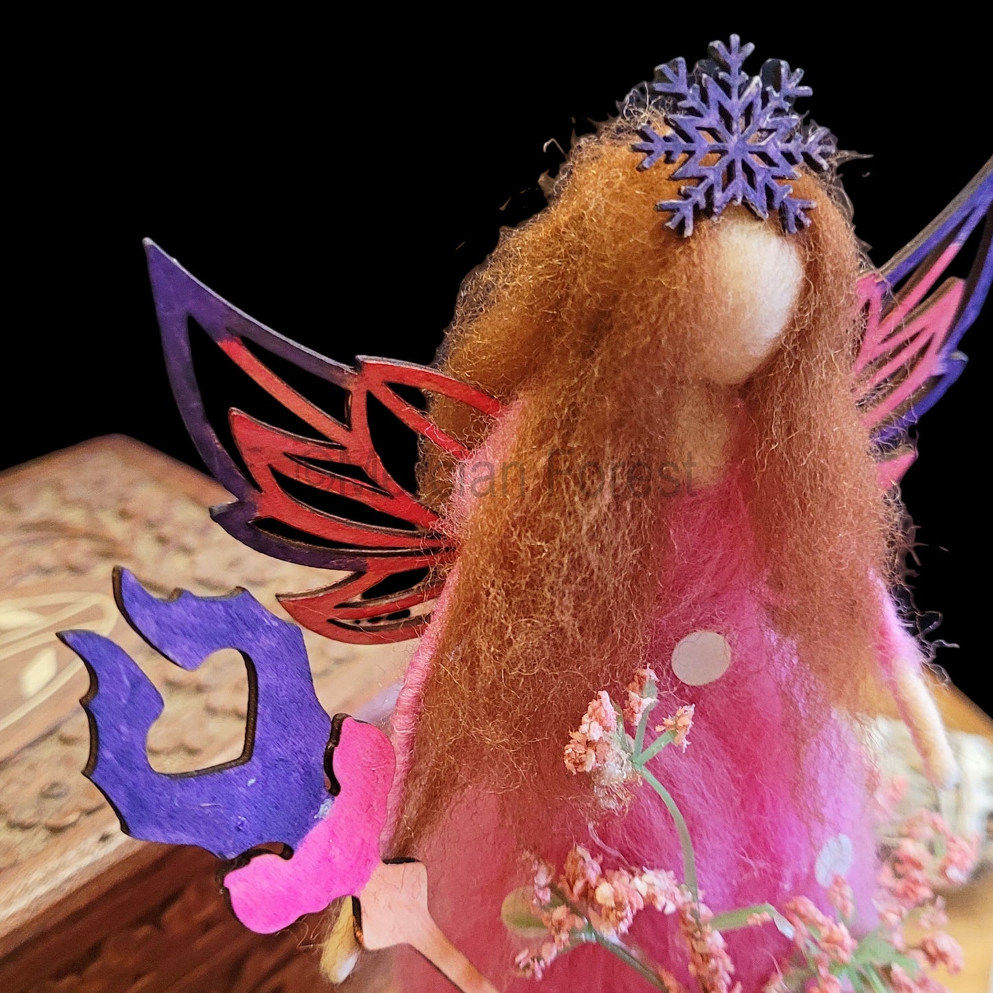 Pink  and Purple Needle Felted Fairy