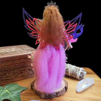 Pink  and Purple Needle Felted Fairy