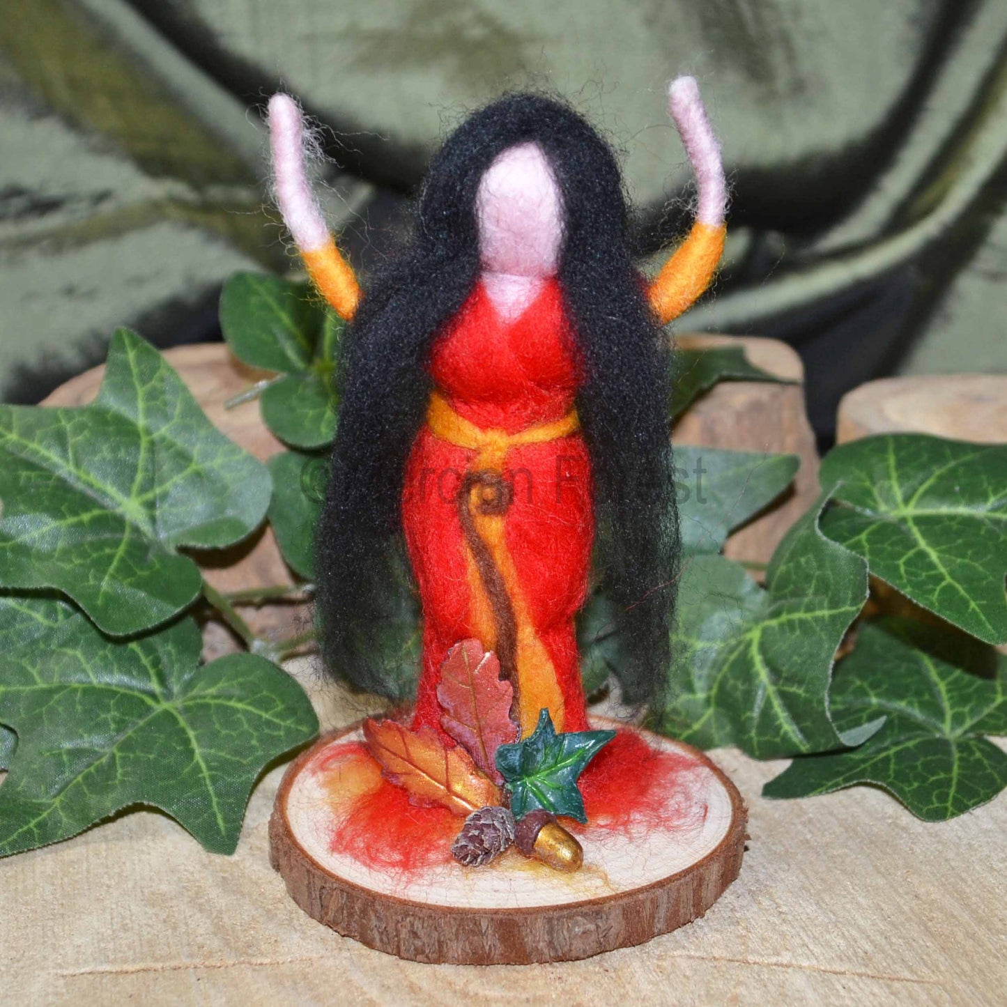 Needle Felted Autumn Goddess Altar Decoration