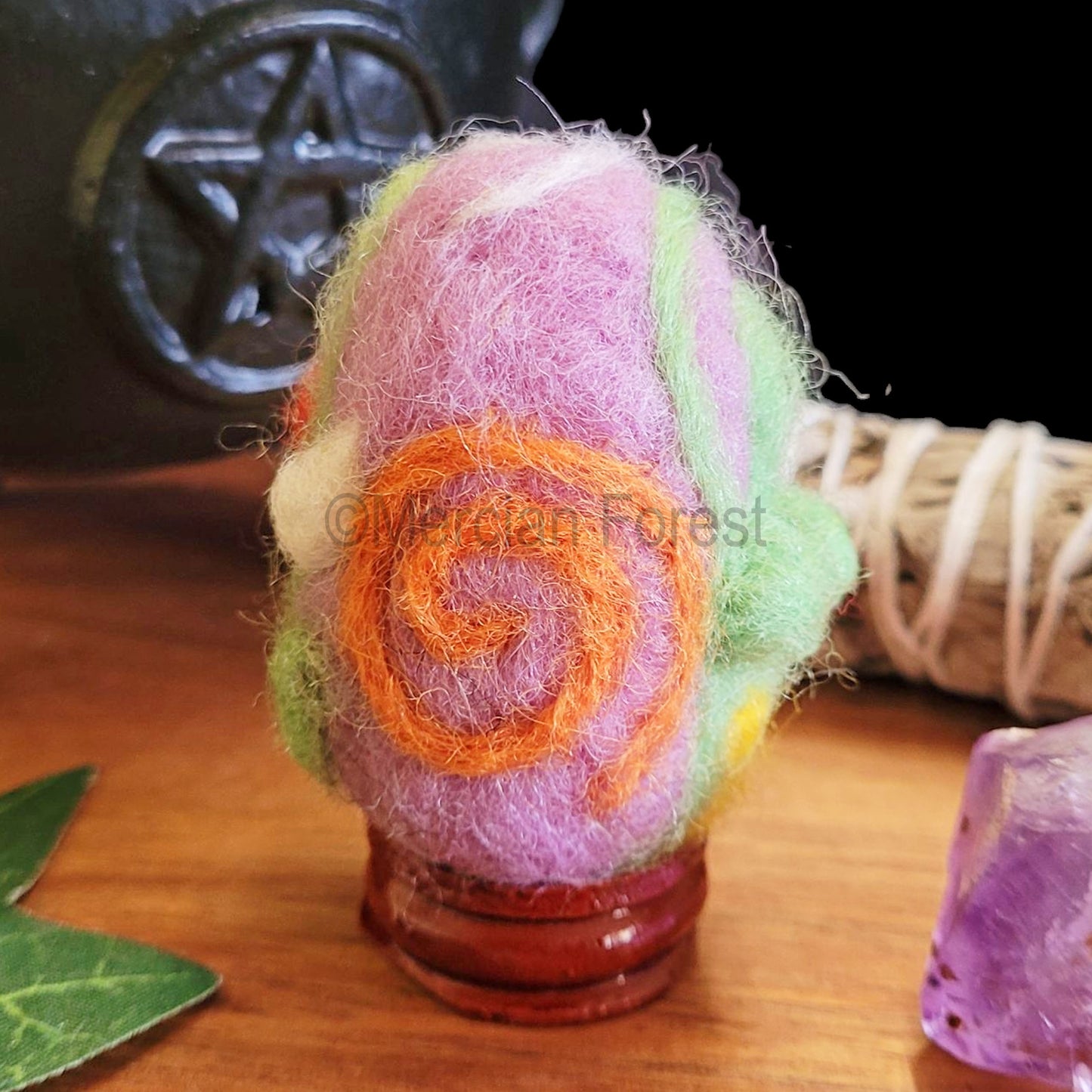 Ostara Needle Felted Woollen Egg Decoration, Spring Goddess and Tulips, Handmade, Spring Equinox