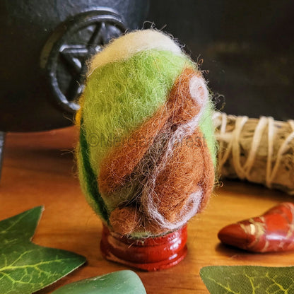 Ostara Needle Felted Woollen Egg Decoration, Moon gazing Hare, Handmade, Spring Equinox