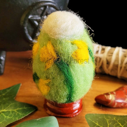 Ostara Needle Felted Woollen Egg Decoration, Moon gazing Hare, Handmade, Spring Equinox