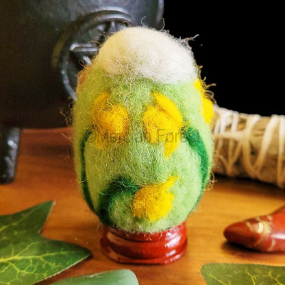 Ostara Needle Felted Woollen Egg Decoration, Moon gazing Hare, Handmade, Spring Equinox