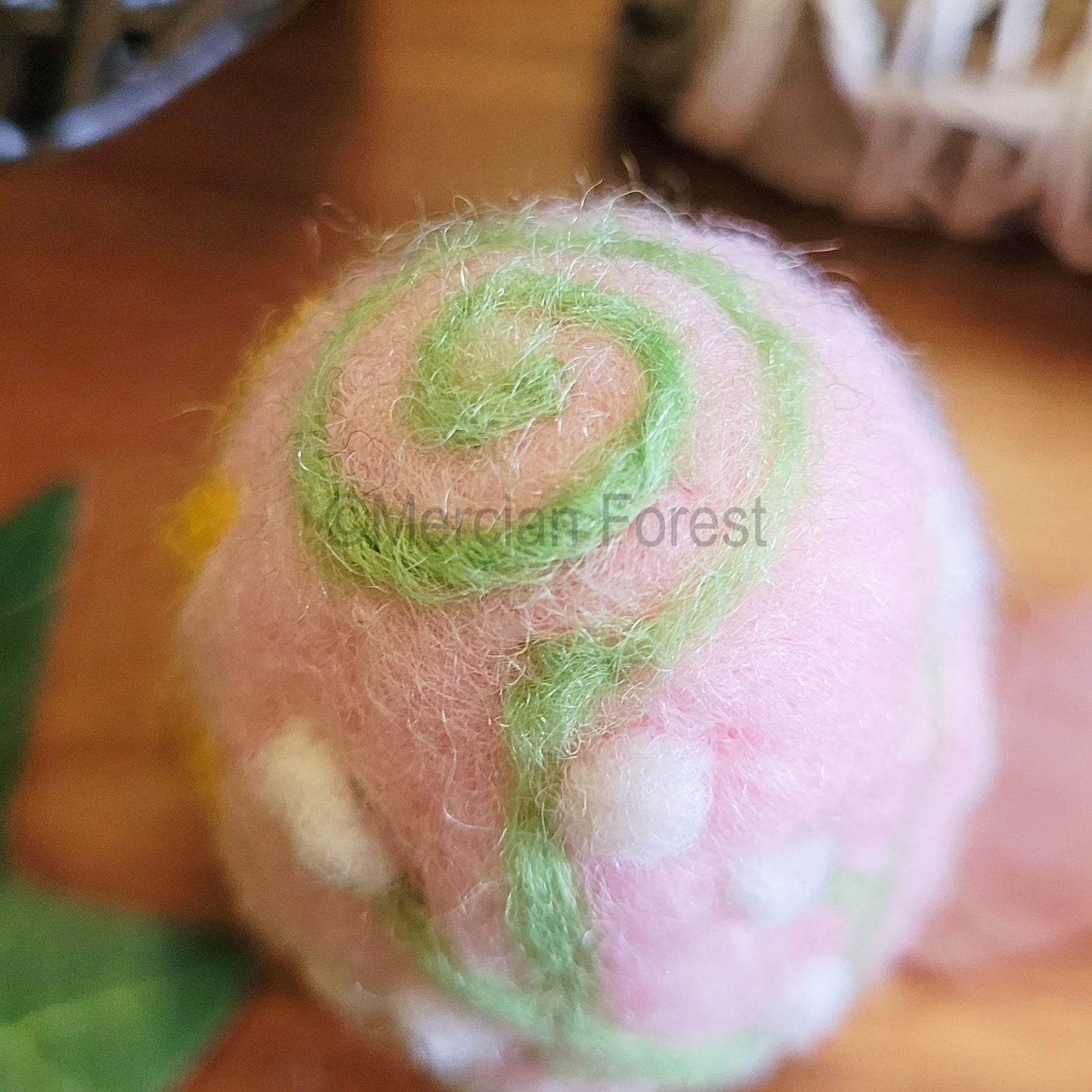 Ostara Needle Felted Woollen Egg Decoration, Sun, Moon and beautiful spring buds, Handmade, Spring Equinox