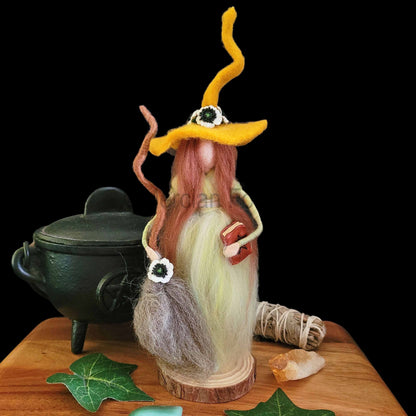 Celadon Needle Felted Witch Decoration Ready Made