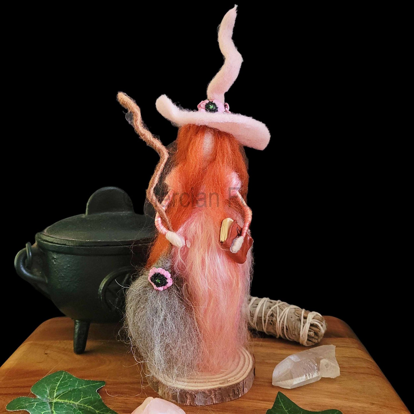 Peaches Needle Felted Witch Decoration Ready Made