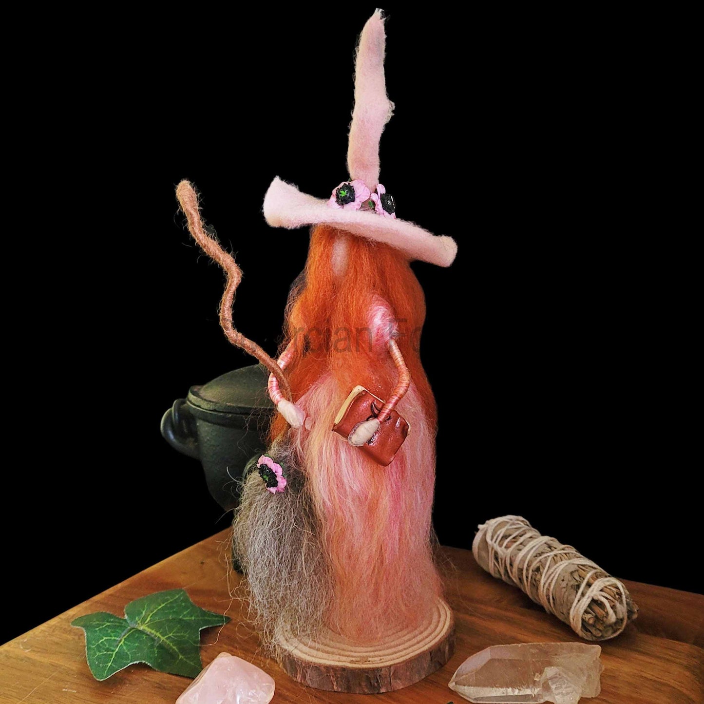 Peaches Needle Felted Witch Decoration Ready Made