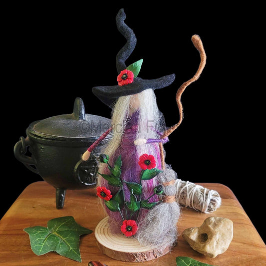 Poppy the Needle Felted Witch Decoration Ready made