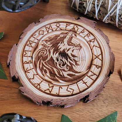 Fenrir Norse Wooden Altar Tile