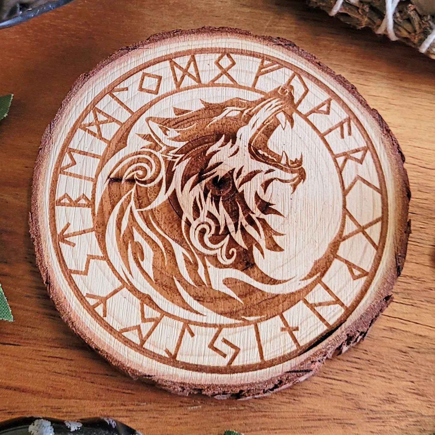 Fenrir Norse Wooden Altar Tile