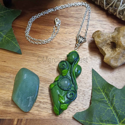 Green Gaia Goddess Talisman Pendant Necklace