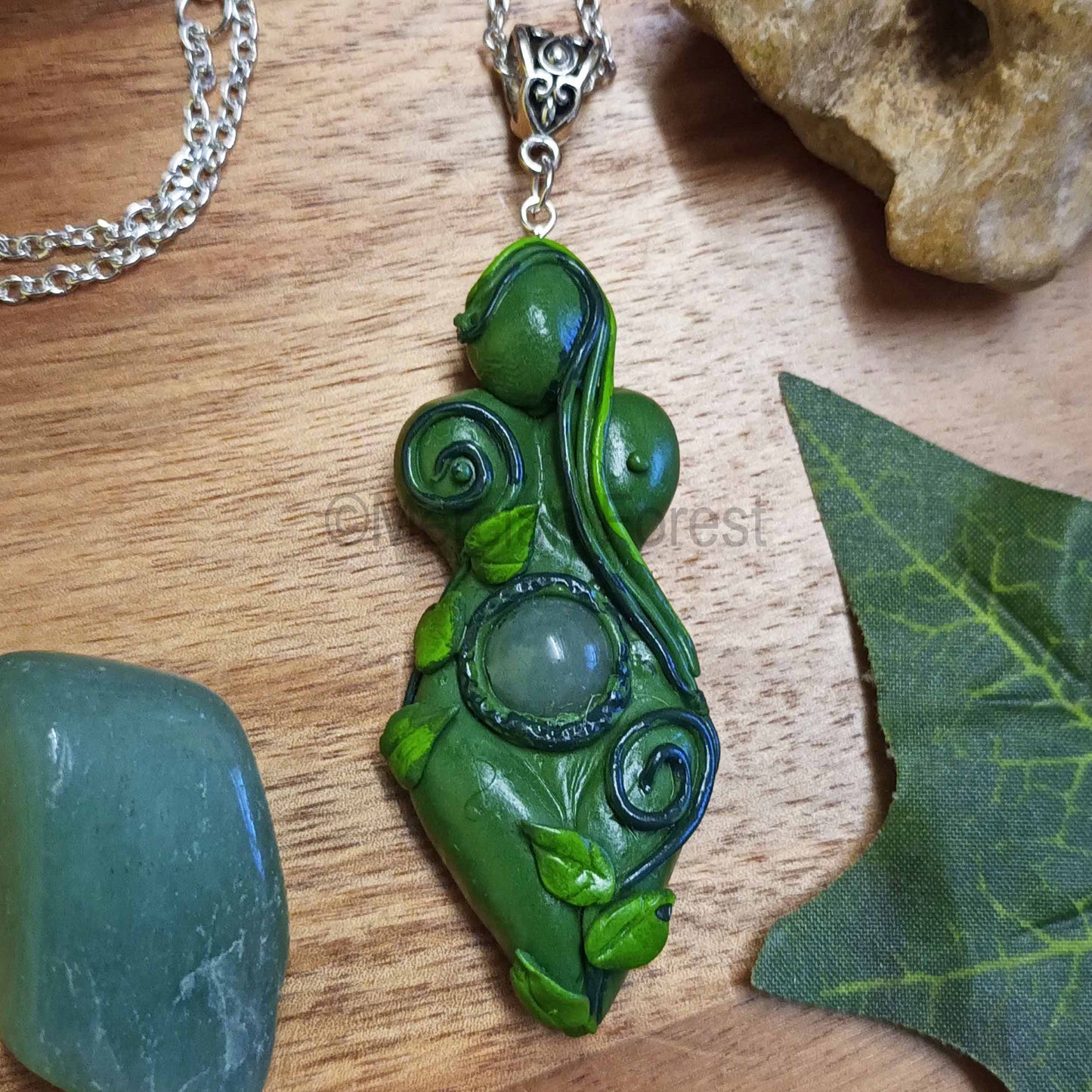 Green Gaia Goddess Talisman Pendant Necklace