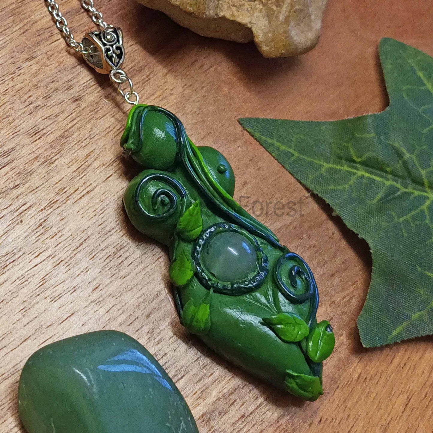 Green Gaia Goddess Talisman Pendant Necklace