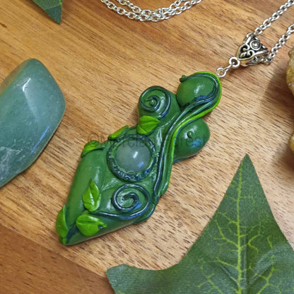 Green Gaia Goddess Talisman Pendant Necklace