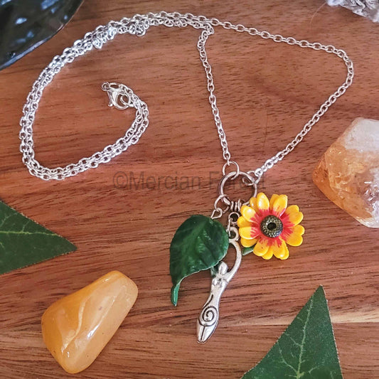 Sunflower Goddess Pendant Necklace