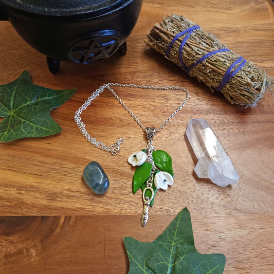 Imbolc Goddess Snowdrop Pendant Necklace