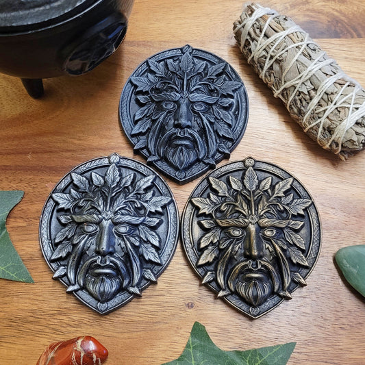 Green Man Resin Altar Tile