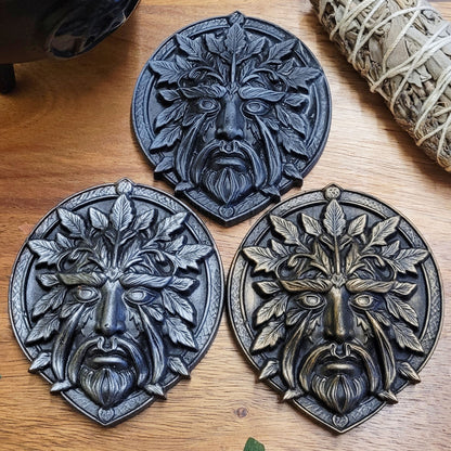 Green Man Resin Altar Tile