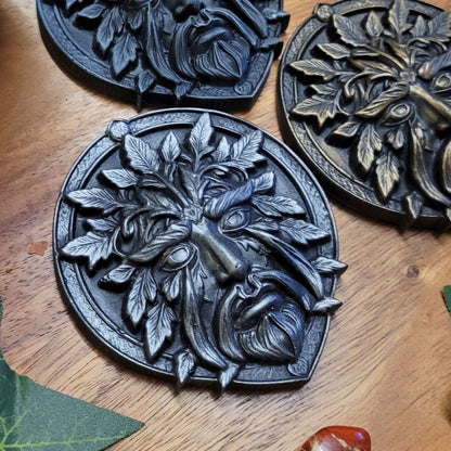 Green Man Resin Altar Tile